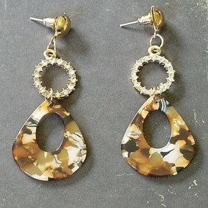 Brown and tan 2 inch dangle earrings new